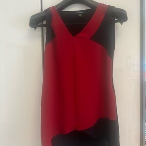 Le Chateau Bold Red and Black V-Neck Blouse